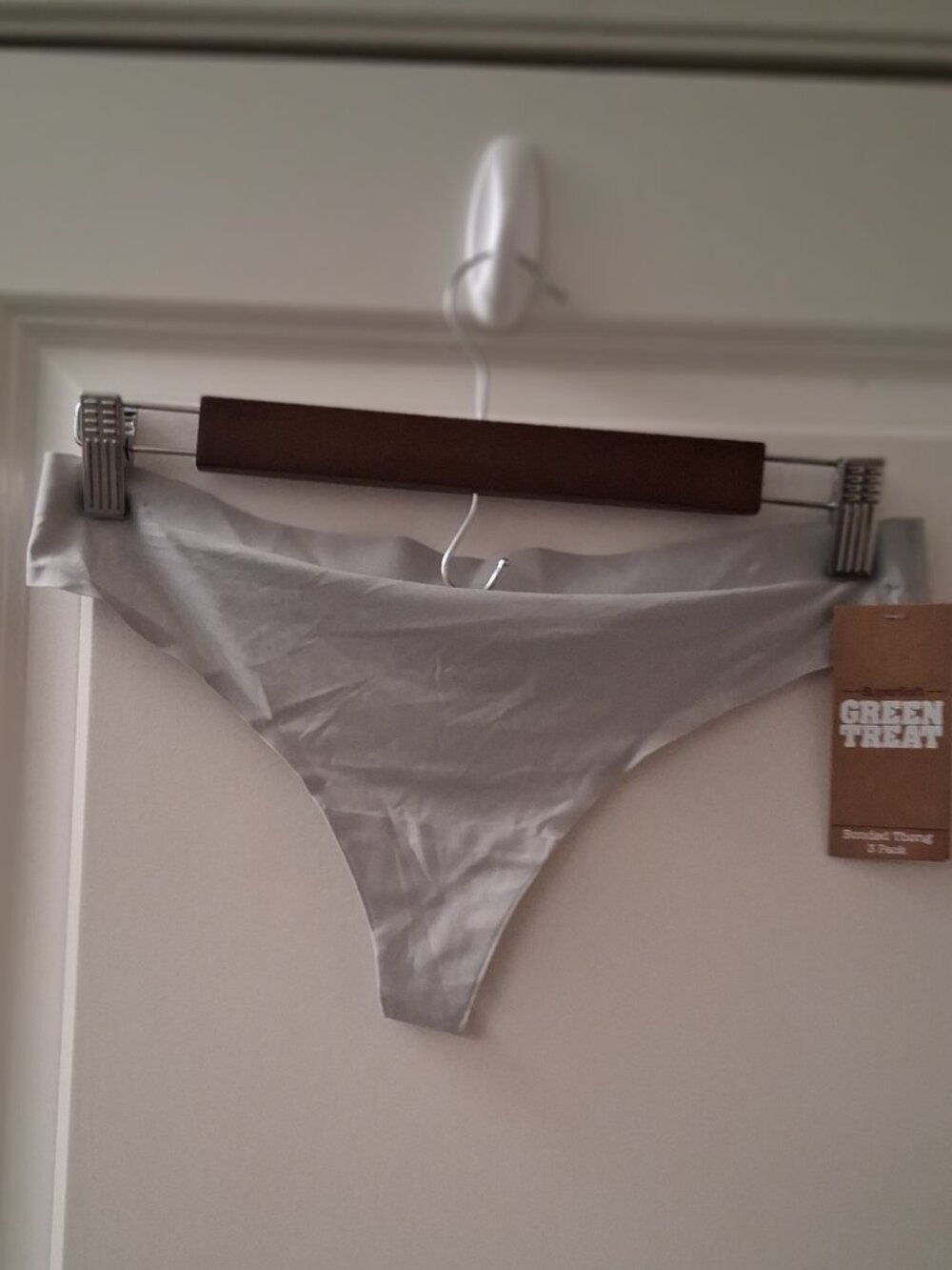 GreenTreat Women's Super Soft Gray Thong  SZ L NWT